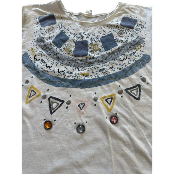 Glitter Jeweled Design Rhinestone Small VTG Abstract Women’s T-Shirt Retro READ - Picture 2 of 8